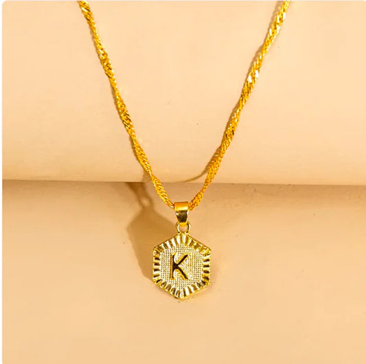 Hexagon Initial Pendant Necklace – Elegant Women's Jewelry